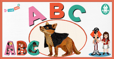 The Abc Song - Alphabet Song, with a nice drawing of a fox with a cape and the Flying Squid Singing